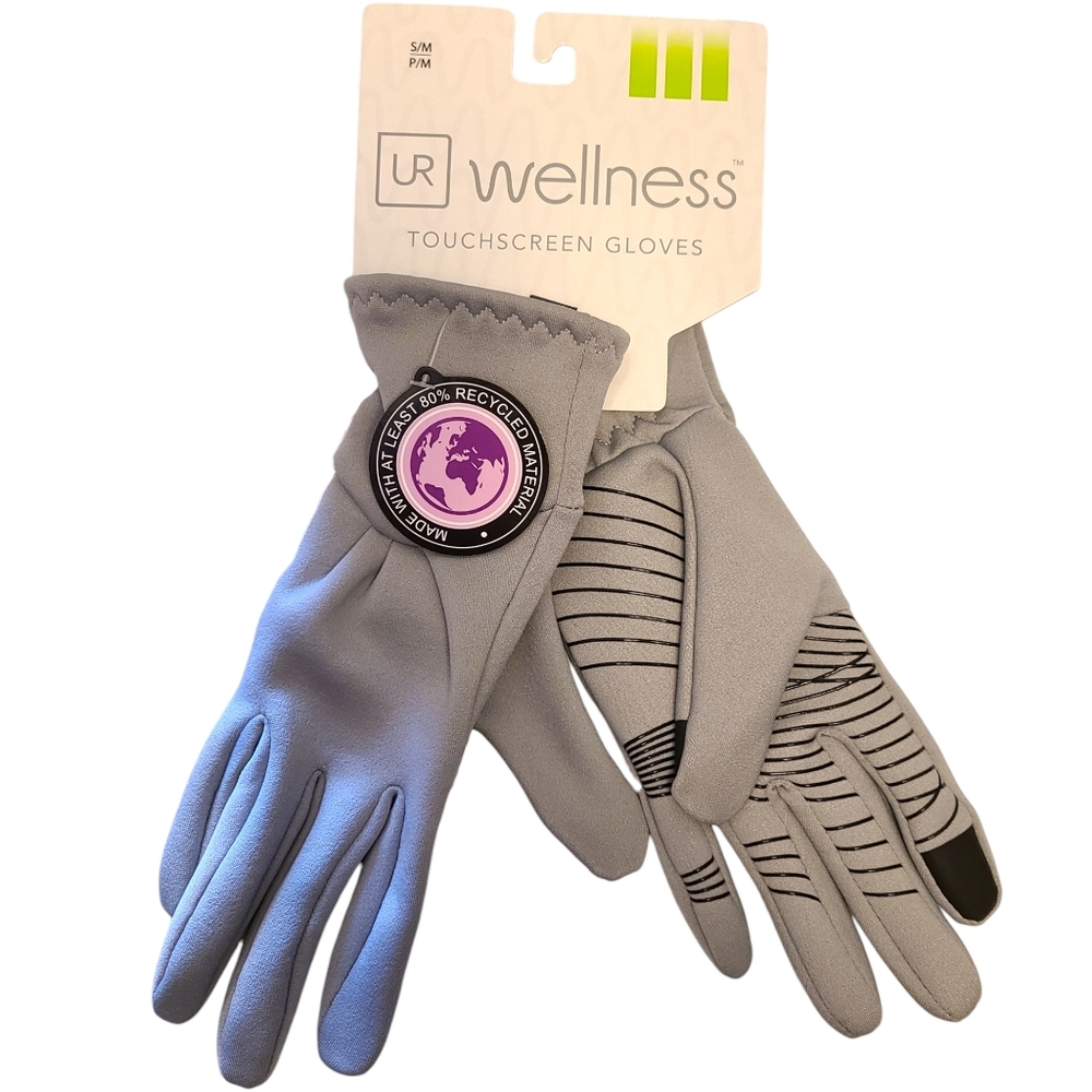 UR WELLNESS TOUCHSCREEN Gloves Size Small-Medium Gray Black Tech User Grips NWT